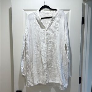 Free People White Casual Button Down Shirt